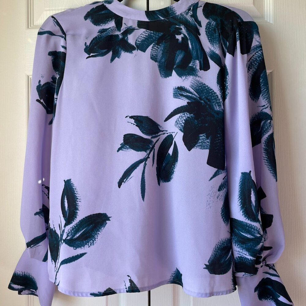 NWT Worthington Petite S Women's Purple Crew Neck Long Sleeve Blouse